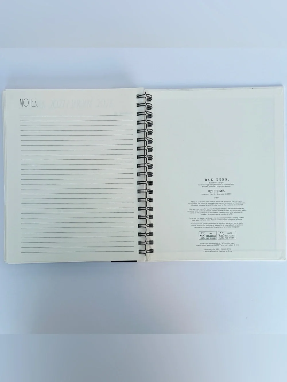 Rae Dunn 2027 Hard Cover Planner 17-month TWENTY TWENTY-SEVEN (Black/Ivory)
